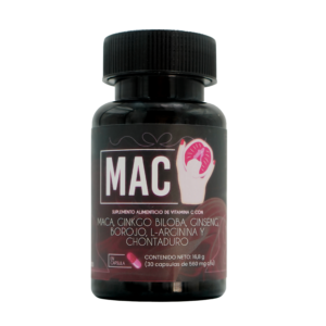 mac | suplemento de vitamina c con maca, ginkgo biloba, ginseng, borojó, l arginina y chontaduro – 30 cápsulas