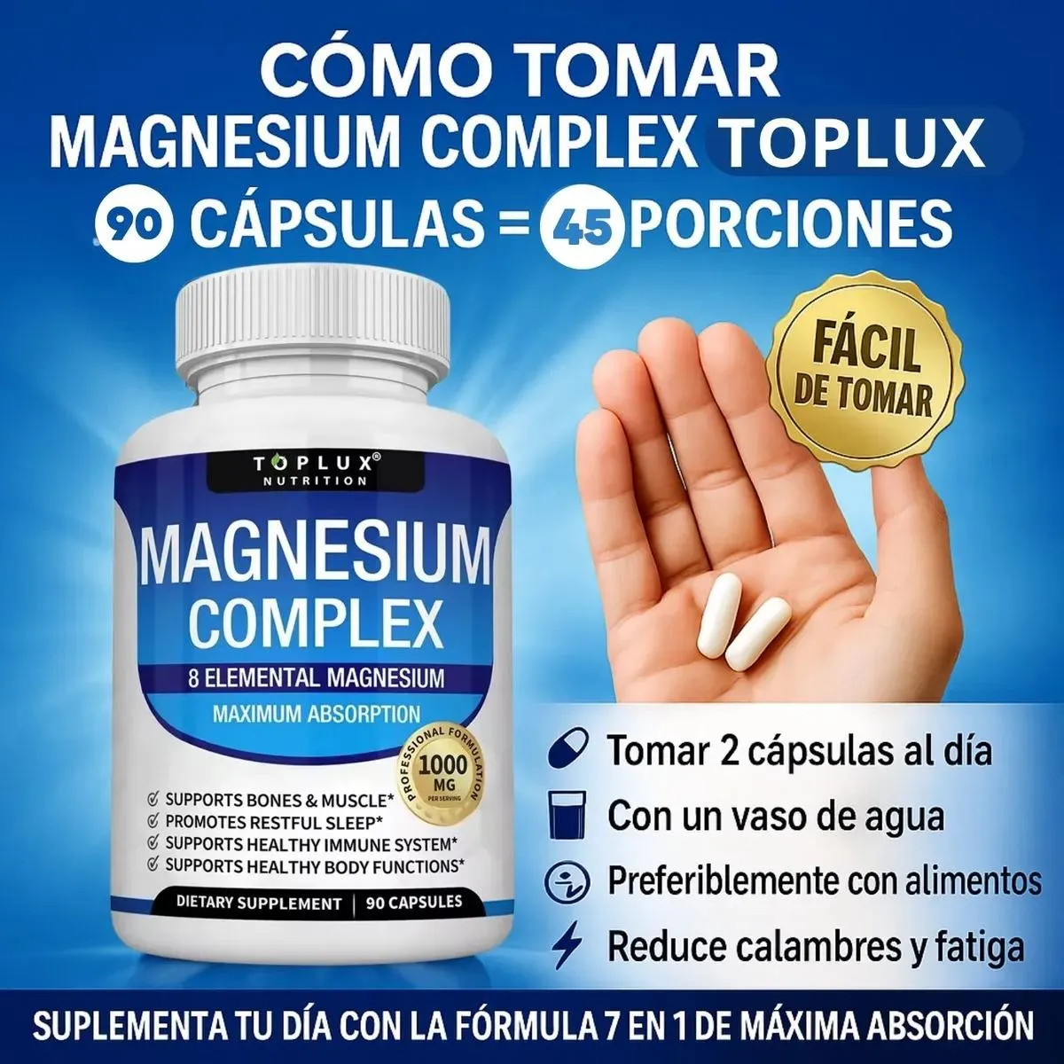 magnesium complex 1000mg · 8 en 1 | toplux nutrition – 90 cápsulas vegetales magnesium complex 1000mg · 8 en 1 | toplux nutrition – 90 cápsulas vegetales